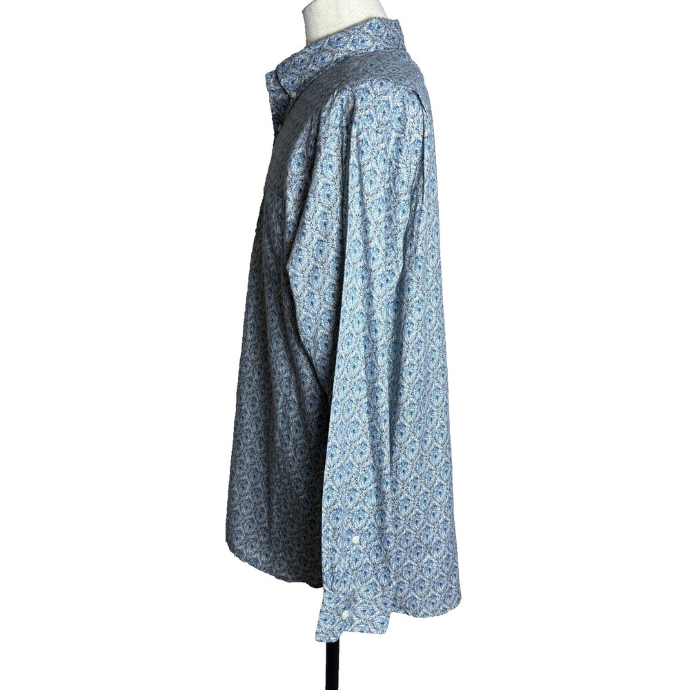 NWT Cremieux Men's Button Down XL Long Sleeves Blue & Gray Damask Jacquard Print - Picture 7 of 14